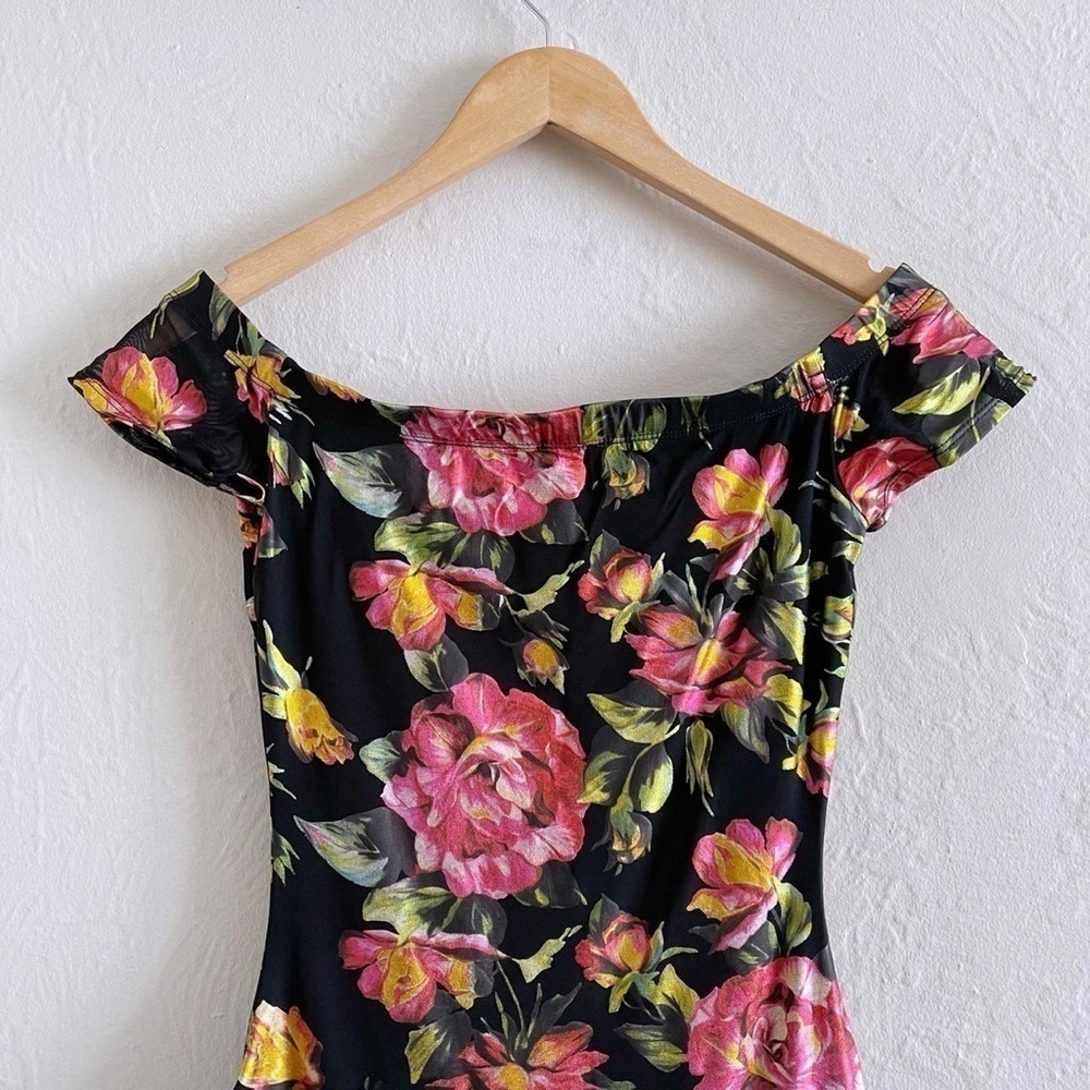 ⚡️10$ sale⚡️ Guess Daliah Foil Off The Shoulder Floral Dress Size S - Picture 5 of 7